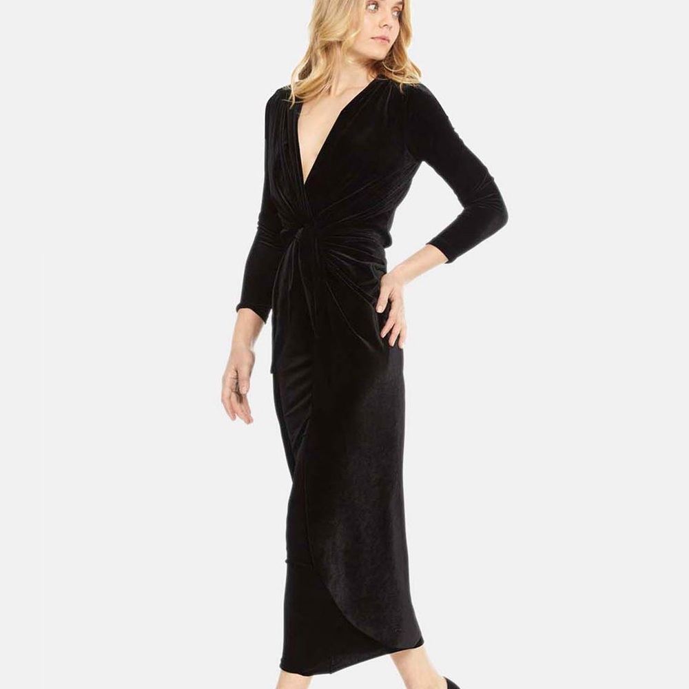 Misa Los Angeles Sienna Velvet Dress in Black